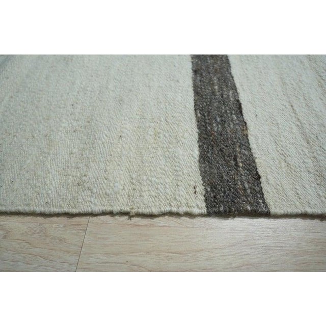 9x12 Ivory Handwoven Wool Understated Bands Geometric Modern Carpet Rug For Sale In New York - Image 6 of 12