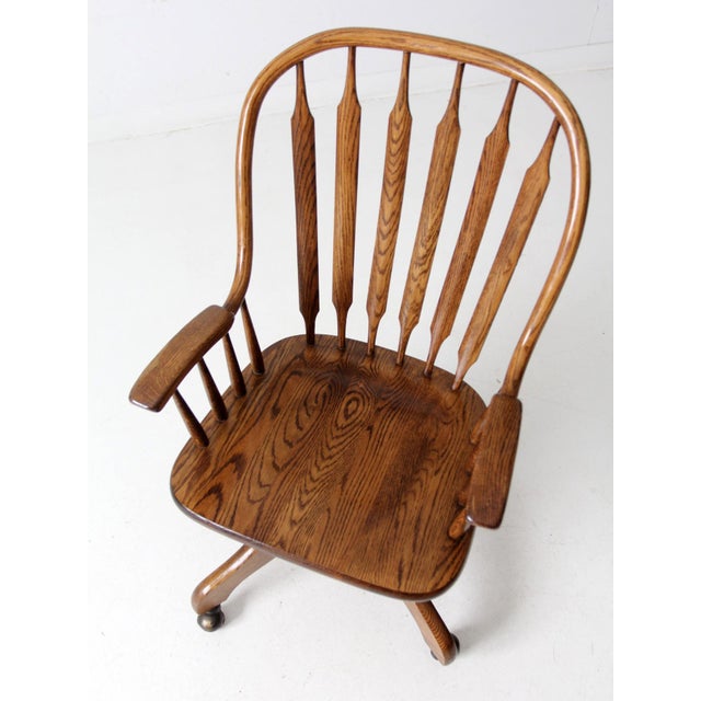 Vintage Oak Swivel Desk Chair For Sale - Image 9 of 12