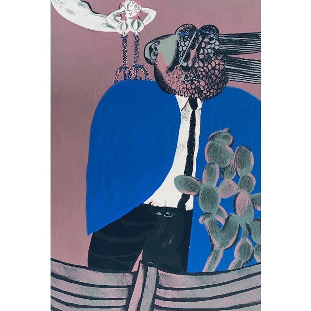 Early 20th Century Naftali Bezem, Israeli Surrealist Judaica Abstract Lithograph Naftali Bezem For Sale - Image 5 of 10