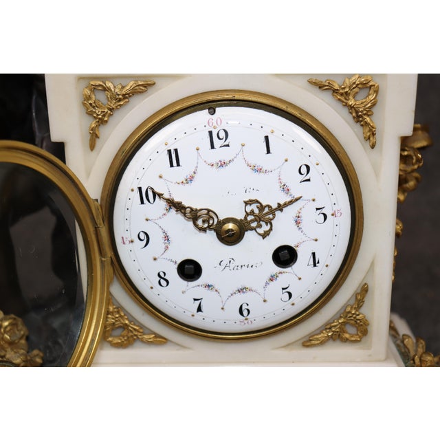 Fine Marble and Bronze Figural Clock Candelabras by Lemerle Charpentier For Sale - Image 11 of 16
