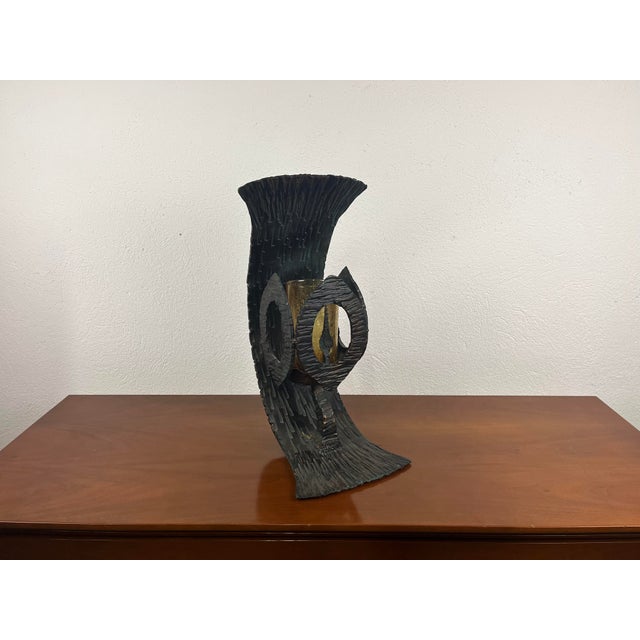 Hammered Iron and Glass Table Lamp, 1960s For Sale - Image 6 of 9