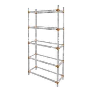 Charles Hollis Jones Faux Bamboo-Lucite and Brass Etagere Bookcase For Sale