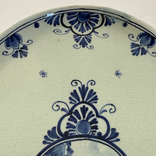 Traditional 1949 Royal Delft De Porceleyne Fles Hand-Painted Delft Blue Maritime Platter For Sale - Image 3 of 8