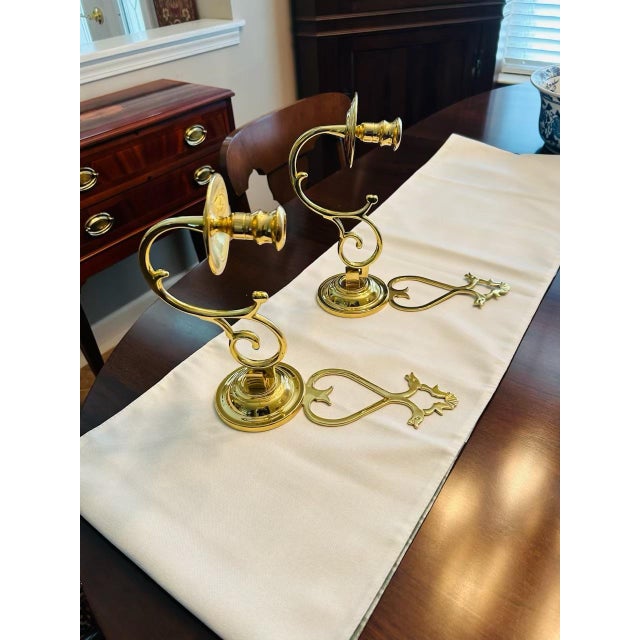 Metal Colonial Williamsburg Restoration Brass Candle Wall Sconces - a Pair For Sale - Image 7 of 9