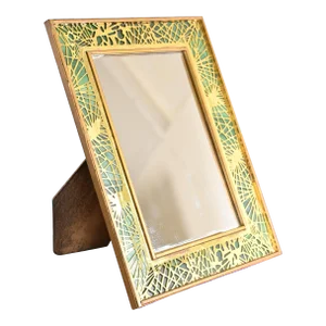 Tiffany Studios New York Pine Needle Bronze and Slag Glass Framed Vanity Mirror