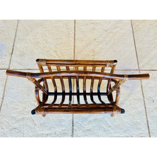 Vintage Bamboo Rattan Magazine Rack, 1970s For Sale - Image 6 of 16