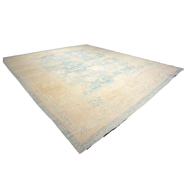 21st Century Turkish Oushak 13x15 Ivory & Slate Blue Handmade Area Rug #1140506 For Sale In Houston - Image 6 of 10
