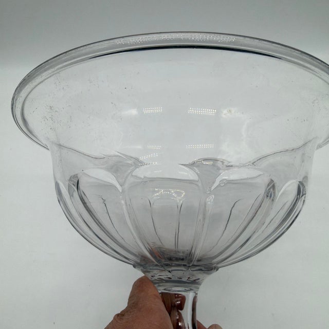 Rare Antique Blown Flint Glass Compote, Pittsburgh, Circa 1830s For Sale - Image 13 of 18