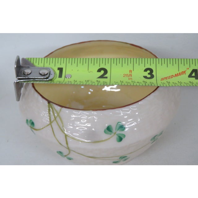 Belleek Ireland Porcelain Shamrock Pattern Cream Yellow Luster Sugar Bowl 4685b For Sale - Image 11 of 14