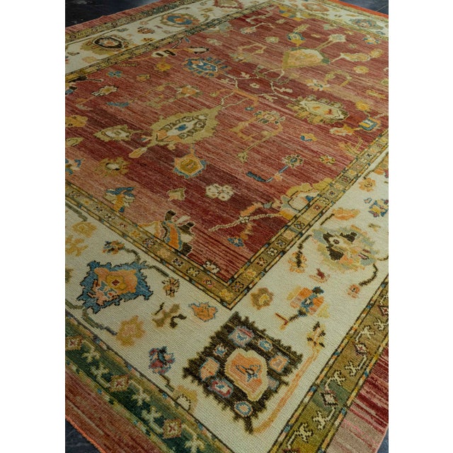 Terra Cotta Turkish Oushak Old Wool Rug 9'10" x 14' #20121 For Sale - Image 8 of 8