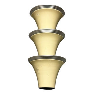 Large 2' Grand Streamline Enameled Spun Aluminum 3 Tier Wall Sconce For Sale