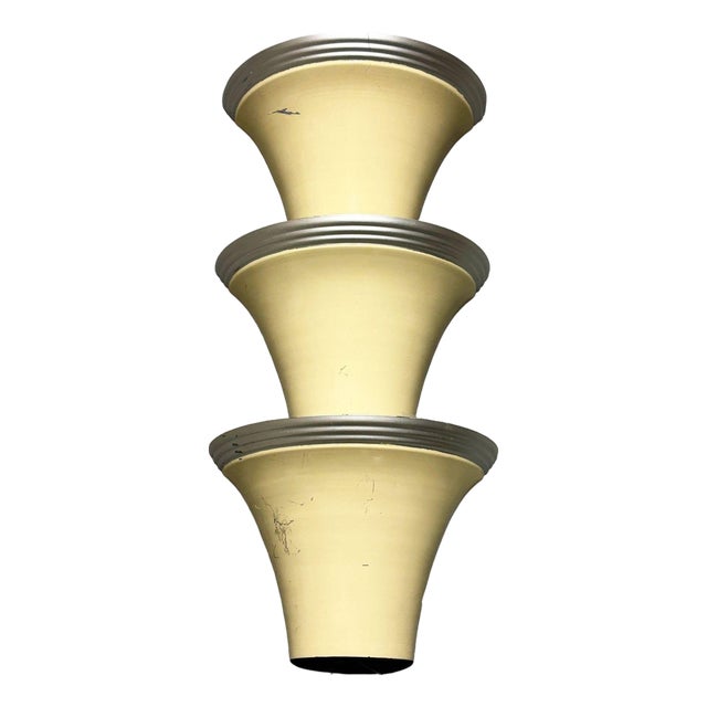 Large 2' Grand Streamline Enameled Spun Aluminum 3 Tier Wall Sconce For Sale