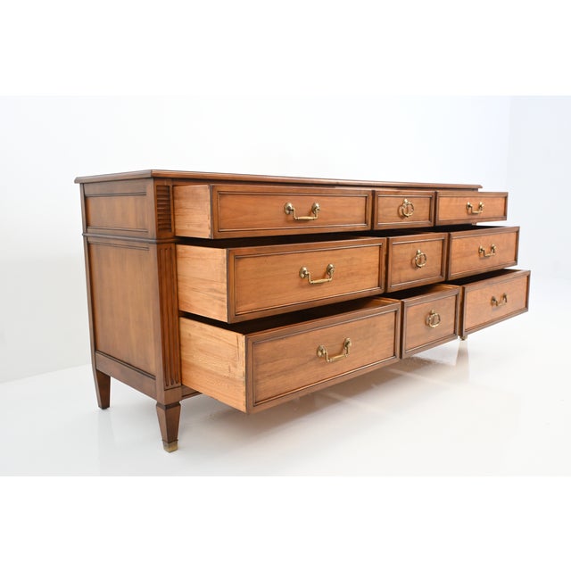 Kindel Furniture Neoclassical Louis XVI Style Cherry Nine-Drawer Dresser For Sale - Image 9 of 17