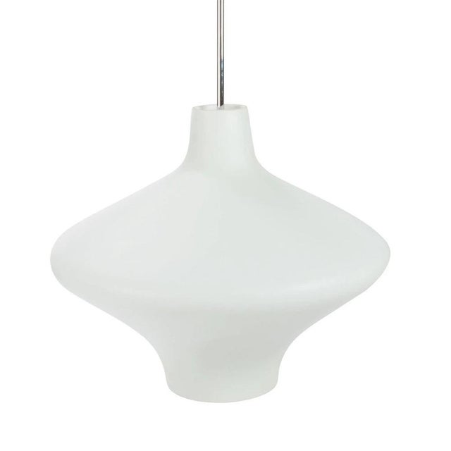 Metal White Pendant Light in Glass For Sale - Image 7 of 7