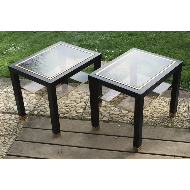 Black Blackened Wood Sofa End Tables, Mid-20th Century, Set of 2 For Sale - Image 8 of 13