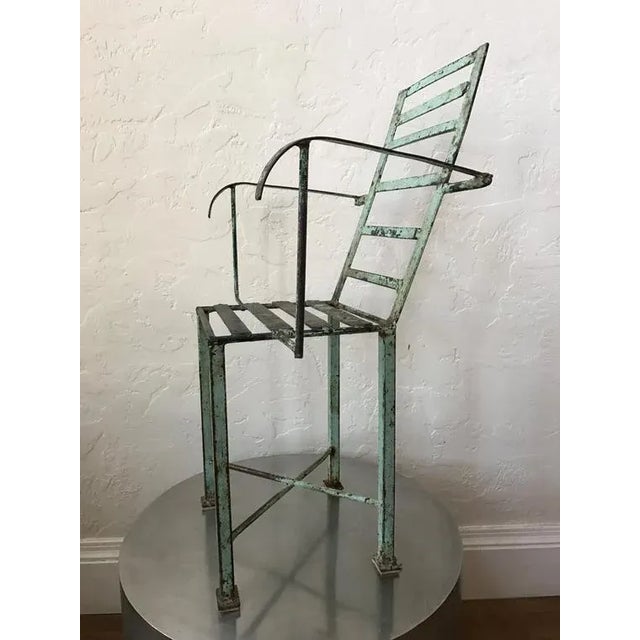 American 1940s Vintage Handcrafted Industrial Machine Age Welded Chair For Sale - Image 3 of 7