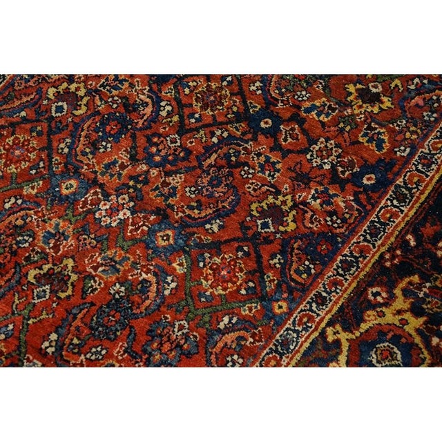 Textile 1890s Traditional Red Field Antique Shah Abbas Bidjar Hallway Runner Rug For Sale - Image 7 of 8