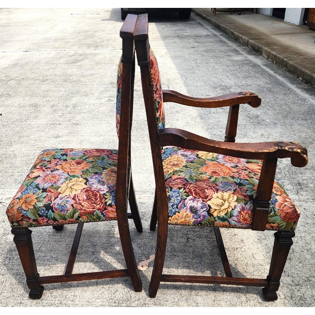 Antique English Oak Dining Chairs 1800s Set of 6 For Sale - Image 11 of 16