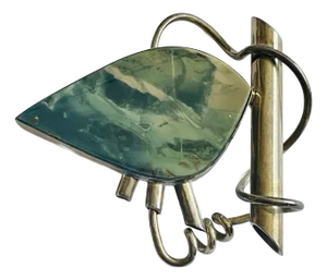 Circa 1970 Sterling Silver 925 Jasper Modernist Brooch Hand Made