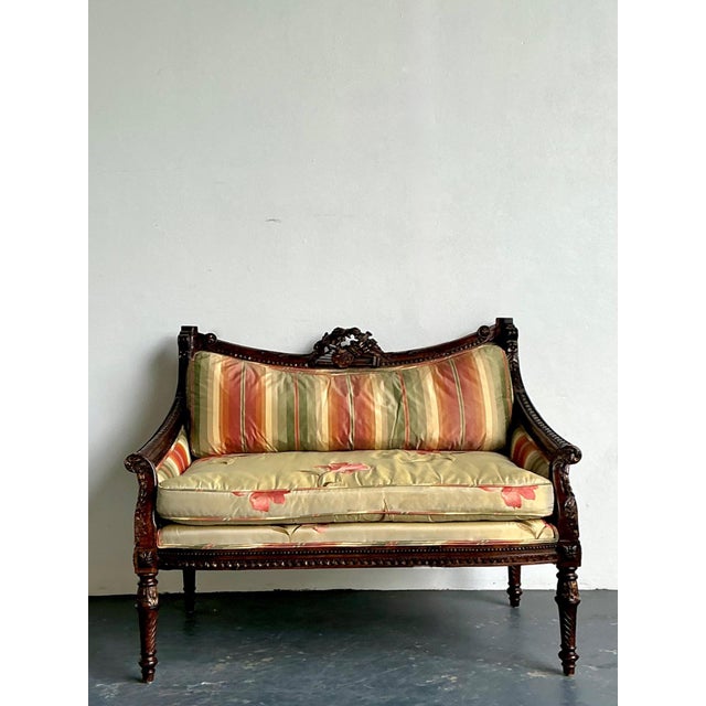 Early 20th Century Vintage Louis XVI Carved Canape Settee For Sale - Image 5 of 18