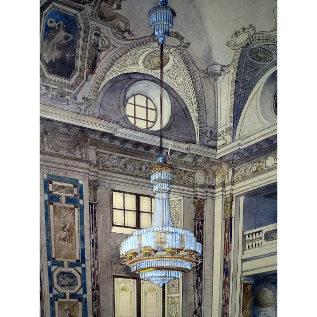 Original Gouache & Ink Architectural Masterwork of Vienna Hofburg Palace, 1910 For Sale - Image 11 of 12