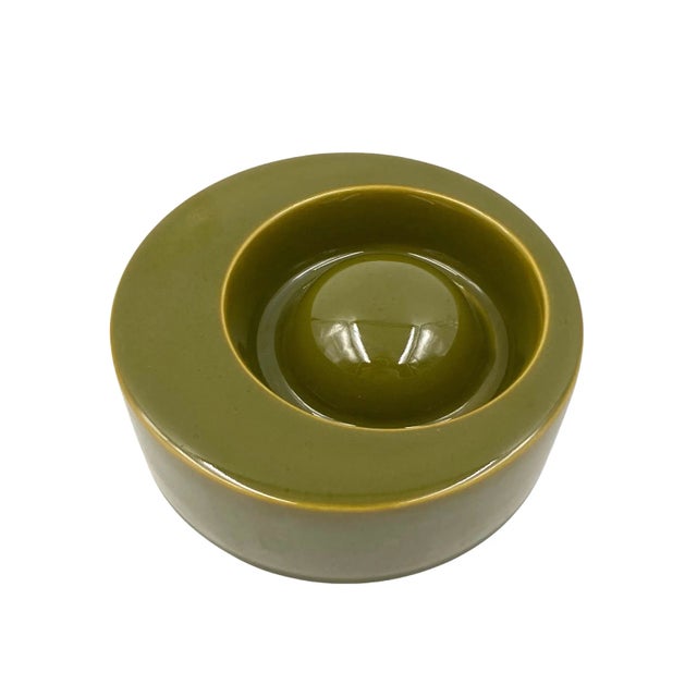 Mid-Century Modern Mid-Century Green Ceramic Ashtray, Sicart Italy 1969 For Sale - Image 3 of 12