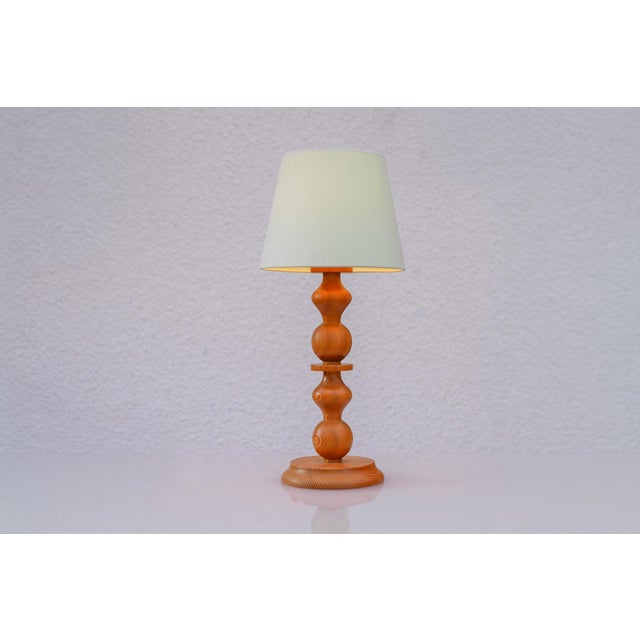 Wood Large Vintage Pine Table Lamp from Markslöjd, 1970s For Sale - Image 7 of 13