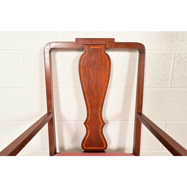 Wood Baker Furniture Style Federal Inlaid Mahogany Dining Chairs, Set of Six For Sale - Image 7 of 14