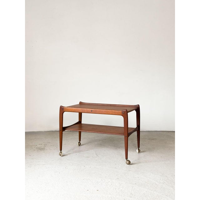 Modern Danish Teak Drinks Trolley attributed to Johannes Andersen, 1960s For Sale - Image 10 of 11