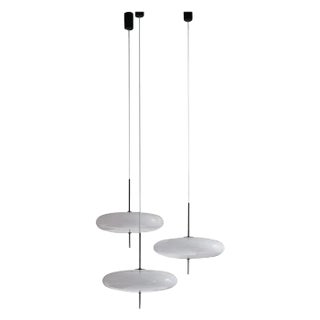 Model 2065 Ceiling Lamp with White Diffuser and Black Hardware by Gino Sarfatti Set of 3 For Sale