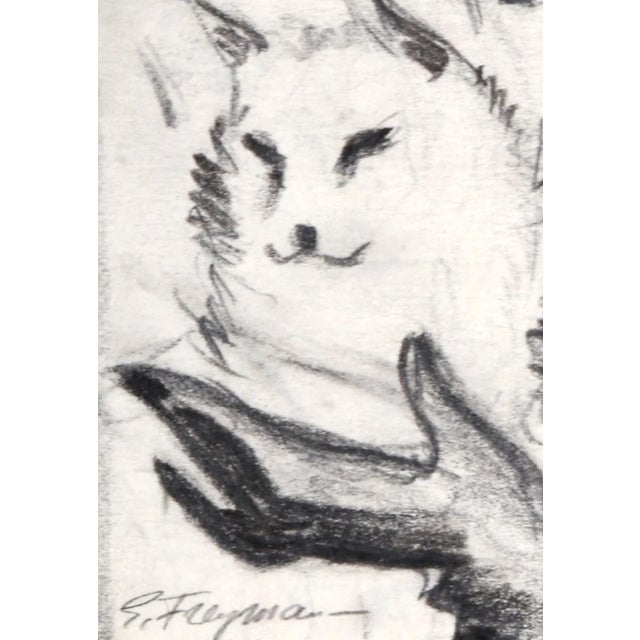 With Dog Erik Freyman Size: 4 in. x 3 in. Pencil on paper, signed This is a drawing of a woman and her dog, done by Erik...