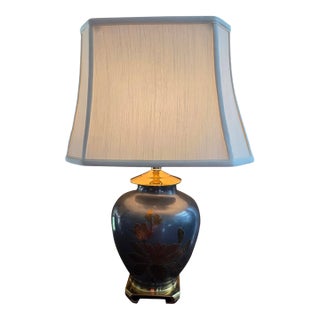 Vintage Pewter, Copper & Brass Asian Chinoiserie Ginger Jar Table Lamp For Sale