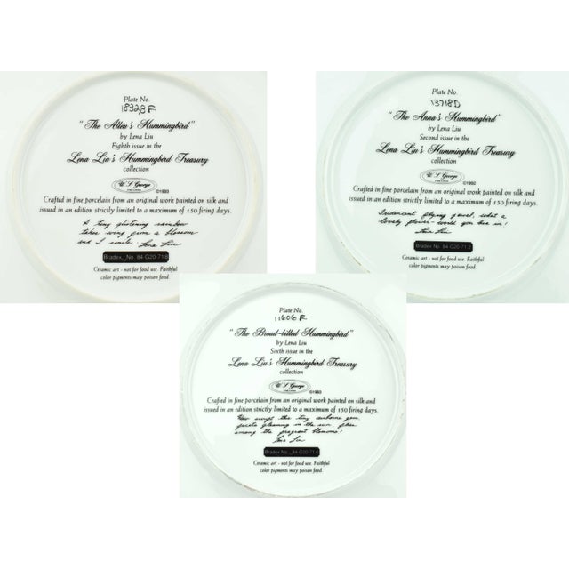 1990s Lena Liu's Hummingbird Treasury Collection Decorative Plates - Set of 7 For Sale - Image 9 of 11