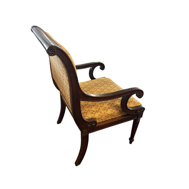 Tan Vintage Neo-Classical Empire Drexel Heritage Arm Chair For Sale - Image 8 of 11