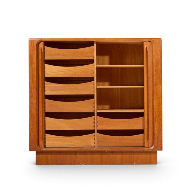 Brown Bernhard Pedersen Mid Century Danish Teak Tambour Armoire Dresser For Sale - Image 8 of 8