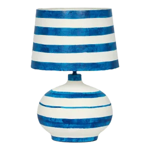 Positano Blue Striped Papier Mache Table Lamp