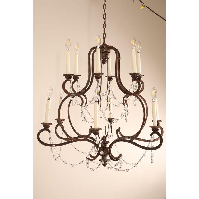 High Quality American Made Niermann Weeks Avignon Iron Chandelier Featuring Hand Forged Iron Construction With Scroll Form...