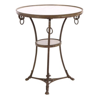French Marble and Bronze Gueridon Table in the Manner of Maison Jansen, C. 1940 For Sale