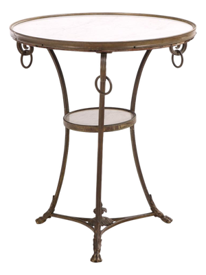 French Marble and Bronze Gueridon Table in the Manner of Maison Jansen, C. 1940
