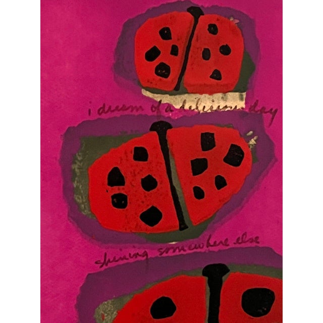 Anne Herzog 1972 Signed Print "I Dream" 7/15 Vintage Modernist Ladybug Artwork For Sale - Image 4 of 6