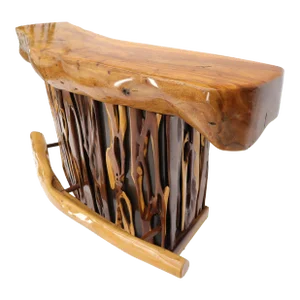 Natural Organic Shape Thick Slab Top Rosewood Sides Cocktail Bar Liquor Cabinet