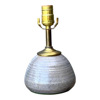 Vintage Studio Pottery and Brass Lamp For Sale