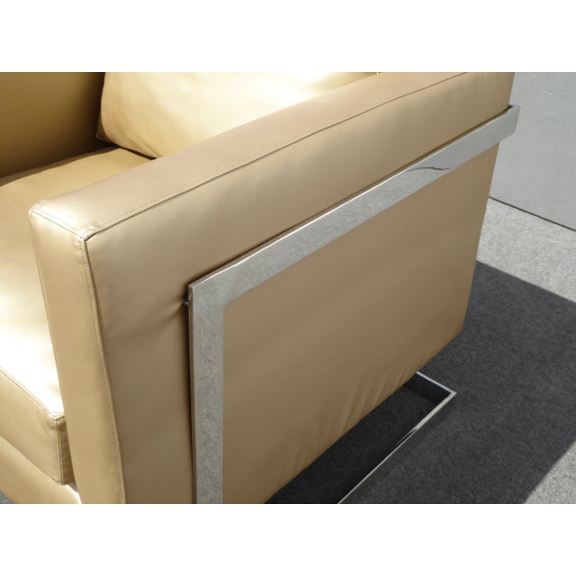 Mid Century Gold Chrome Club Chair Contemporary Modern Style For Sale - Image 11 of 11