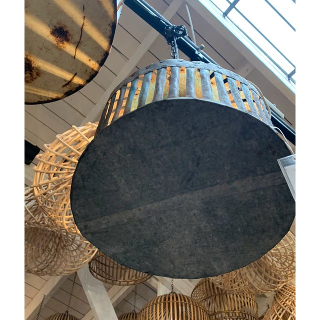 Brown Industrial Iron Cage Pendant Light For Sale - Image 8 of 8