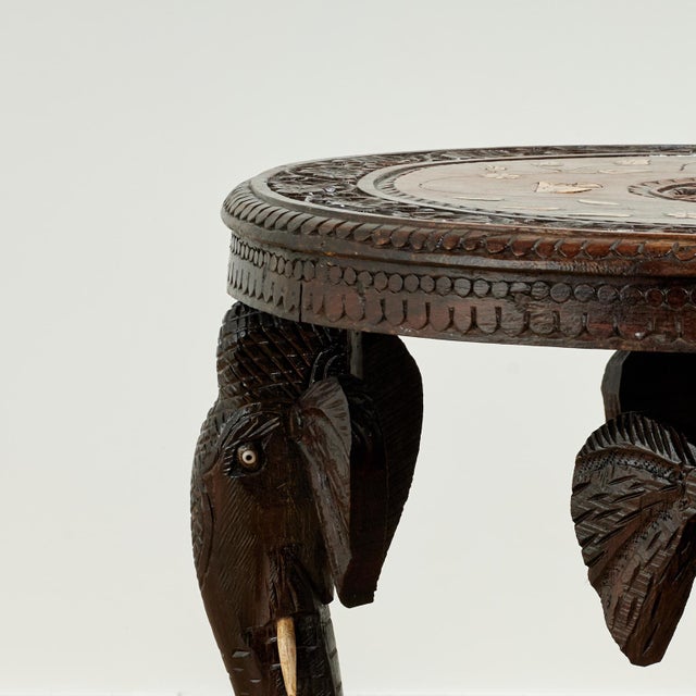 Brown Antique Anglo Indian Inlaid and Carved Table or Stand For Sale - Image 8 of 17