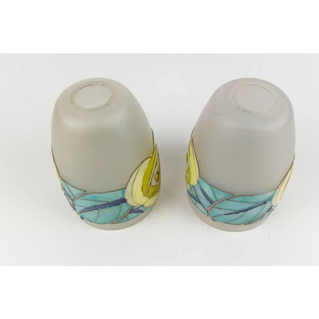 Art Deco Carved Wood and Frosted Enamel Table Lamp, 1930s For Sale - Image 11 of 18