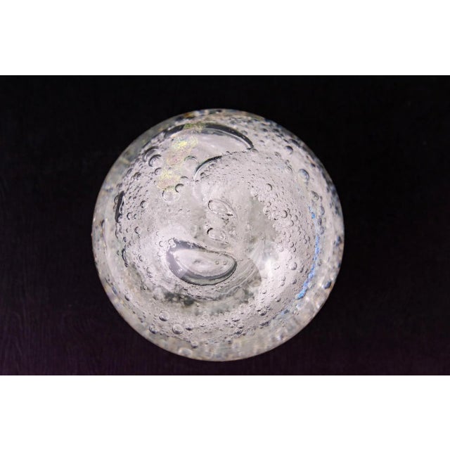 Transparent Handmade Vintage Mid 20th Century Clear Bubbly Glass Paperweight With Iridescent Colors, Signed by Aallir Kary For Sale - Image 8 of 12