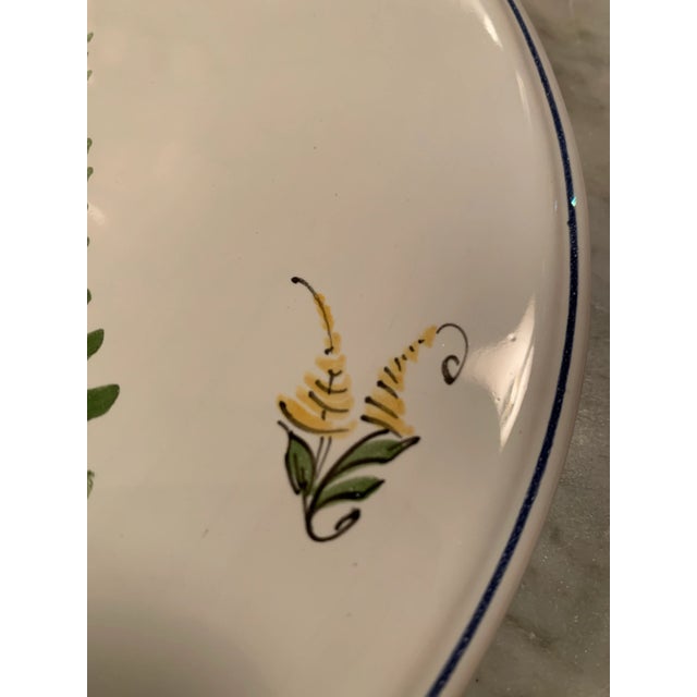 French Country Vintage Hand Painted French Faience Wall Plaque or Trivet For Sale - Image 3 of 9