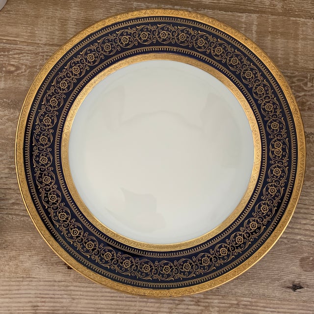 Antique Rosenthal Bavaria Porcelain Blue and Gold Encrusted Dinner