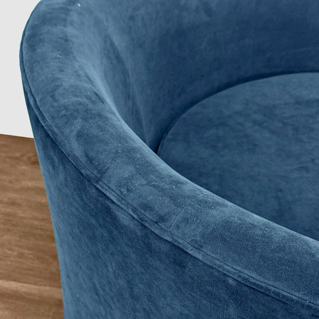 Modern Blue Velvet Round Lounge Chair For Sale In San Francisco - Image 6 of 6